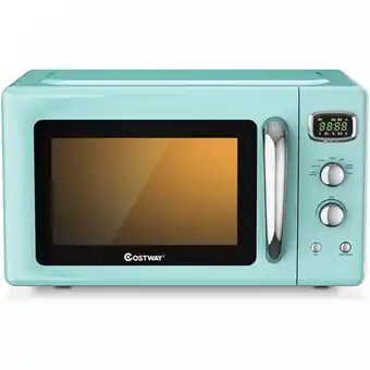Carrefour Micro ondas retrô de bancada simoe com 5 configurações 900w, menta, 110v, costway, verde oferta