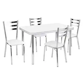 Pão de Açúcar Conjunto de mesa de jantar com 4 cadeiras gisele branco e cromado oferta