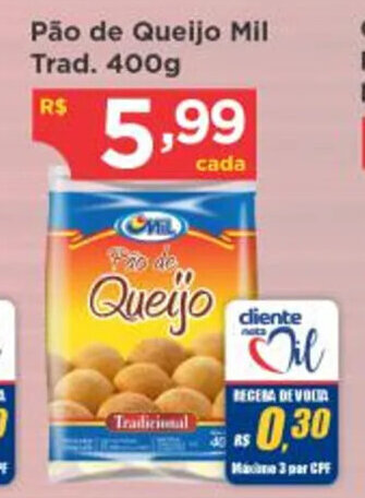 Bramil Supermercados Pão de Queijo Mil trad. 400g oferta