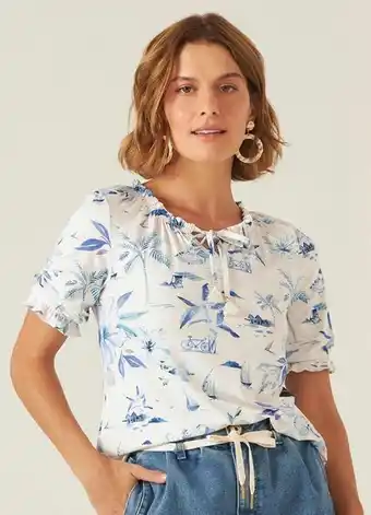 Posthaus Malwee - blusa branco feminina floral oferta