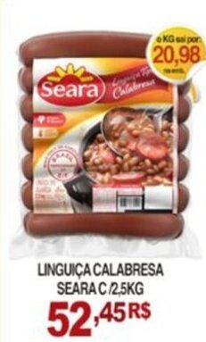 Mercadão Atacadista Linguiça Calabresa Seara c/ 2.5kg oferta