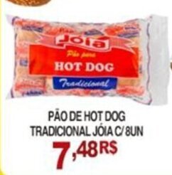 Pão de Hot Dog Tradicional Jóia c/8un