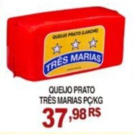 Mercadão Atacadista Queijo prato Três Marias pc/kg oferta