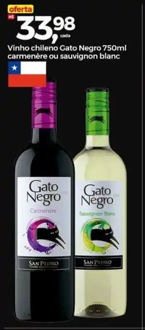 Frangolândia Vinho Chileno Gato Negro 750ml Carmenere ou Sauvignon Blanc oferta