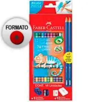 Kalunga Lápis de cor ecolápis redondo 24 cores (12 lápis bicolor) faber-castell cx 1 un oferta