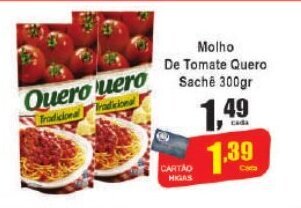 Higa's Supermercado Molho de Tomate Quero sache 300g oferta