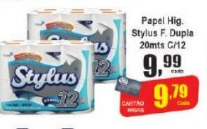 Higa's Supermercado Papel Hig. Stylus F.Dupla 20mts c/12 oferta