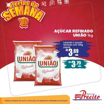 Supermercado Precito Açúcar Refinado União 1kg oferta