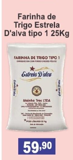 Calvo Atacadista Farinha de Trigo Estrela D'alva Tipo 1 25kg oferta