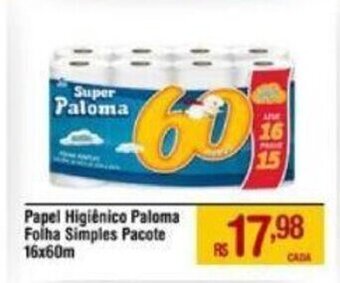 Max Atacadista Papel Higiénico Paloma Folha Simples pacote 16x60m oferta