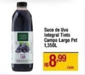 Max Atacadista Suco de Uva Integral Tinto Campo Largo pet 1.350L oferta