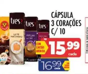 Supermercados Avenida Cápsula 3 corações c 10 oferta