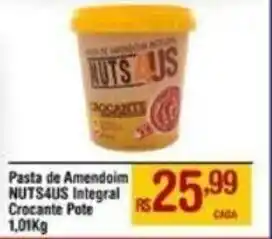 Pasta de Amendoim Nuts4Us Integral Crocante pote 1.01kg