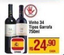 Max Atacadista Vinho 34 Tipos garrafa 750ml oferta