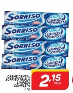 Creme dental sorriso tripla limpeza completa