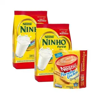 Pão de Açúcar Kit com 2 ninho instantâneo mais nutritivo sachet 750g + farinha láctea tradicional nestlé sachê 600g oferta
