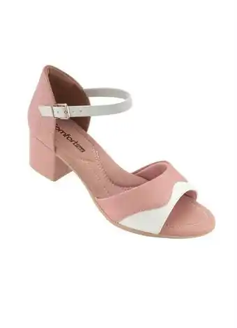 Sandália comfortflex (rosa) com detalhes em branco