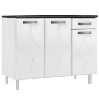 Balcão triplo rubi com 3 portas e 1 gaveta -telasul
