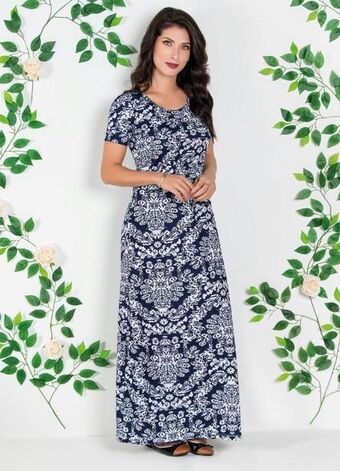 Posthaus Rosalie - vestido longo estampa arabesco moda evangélica oferta