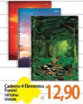 Atacadão Caderno 4 Elementos foroni 160 folhas oferta