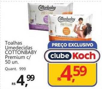 Supermercados Koch Toalhas umedecidas cottonbaby premium oferta