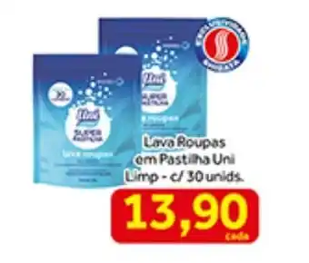 Shibata Supermercados Lava roupas em Pastilha Uni Limp c/30 unids oferta