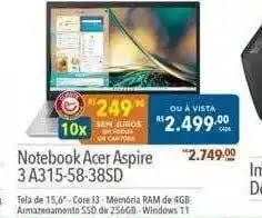 Supermercados Condor Notebook acer aspire 3 a315-58-38sd oferta