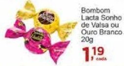 Rossi Supermercado Bombom lacta Sonho de valsa ou ouro branco 20g oferta