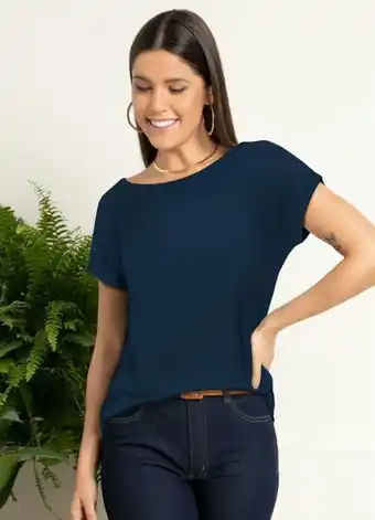 Quintess - blusa com mangas curtas marinho