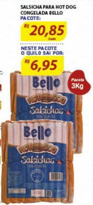Assaí Atacadista Salsicha Para Hot Dog Congelada Bello 3kg oferta