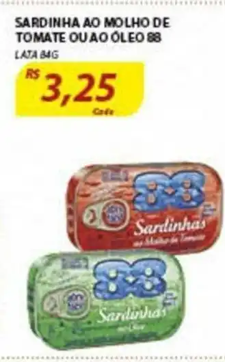 Assaí Atacadista Sardinha ao Molho de Tomate ou ao Oleo 88 84g oferta