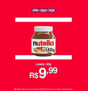 Lojas Americanas Nutella 140g oferta