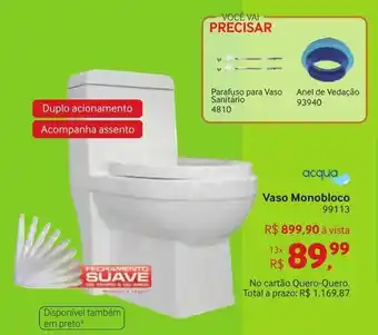 Quero Quero Acqua Vaso Monobloco oferta