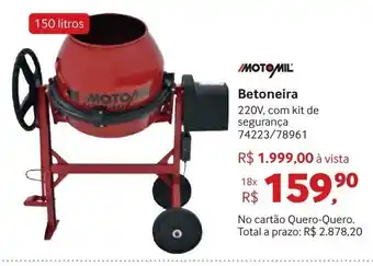 Quero Quero Metomil Betoneira 150L oferta