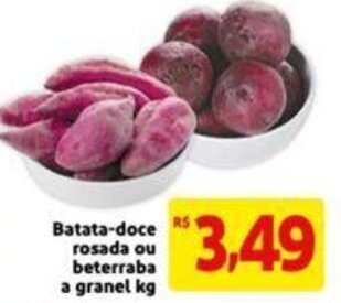 Extra Supermercado batata doce rosada ou Beterraba a granel 1kg oferta