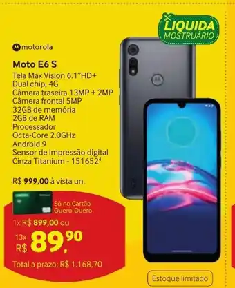 Quero Quero Motorola Moto E6 S oferta