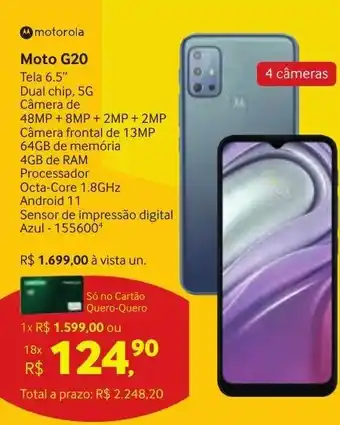 Quero Quero Motorola Moto G20 oferta