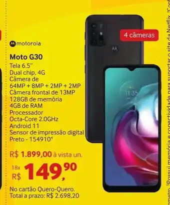 Quero Quero Motorola Moto G30 oferta