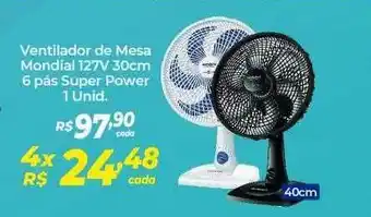 Atakarejo Ventilador de mesa mondial 127v 30cm 6 pás super power 1 unid. oferta