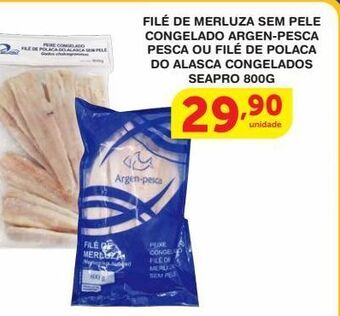 Roldão Filé de merluza sem pele congelado argen- pesca 800g oferta