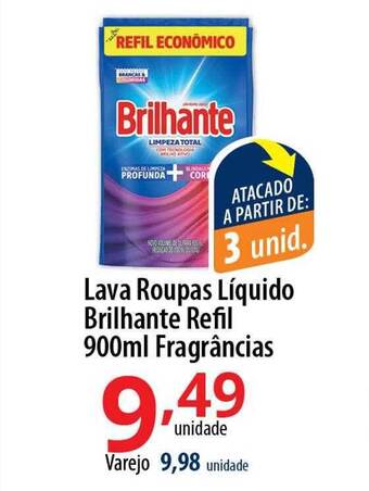 Lava roupas liquido brilhante refil fragrâncias