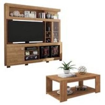 Novo Mundo Conjunto sala de estar estante mesa marrom diplomata caemmun oferta