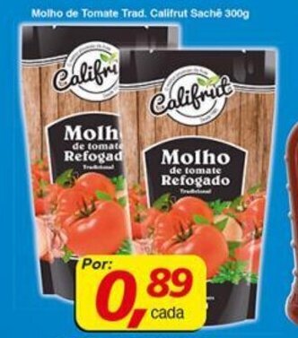 Supermercados Guanabara Molho de Tomate Trad. Califrut Sache 300g oferta