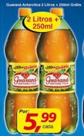 Supermercados Guanabara Guaraná Antarctica 2L + 250ml gratis oferta