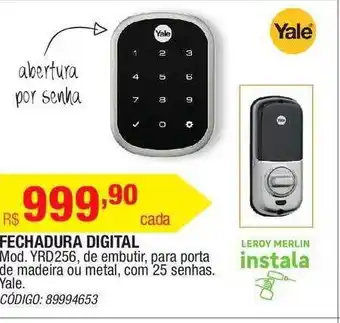 Leroy Merlin Fechadura Digital Mod. Yrd256 Yale oferta