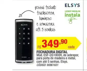 Leroy Merlin Fechadura Digital Mod. Esf-ds1000h Elsys oferta