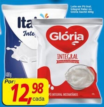 Supermercados Guanabara Leite em pó Inst. Integral Italac ou Gloria sache 400g oferta