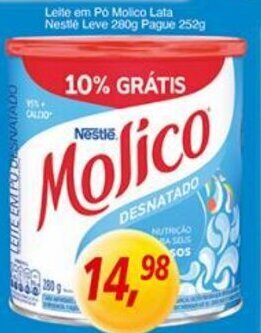Supermercados Guanabara Leite em pó Molico lata Nestlé leve 280g pague 252g oferta
