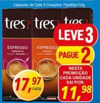 Supermercados Guanabara Capsulas de café 3 Corações oferta