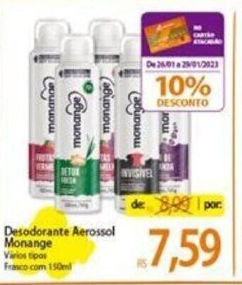 Atacadão Desodorante Aerossol Monange 150ml oferta